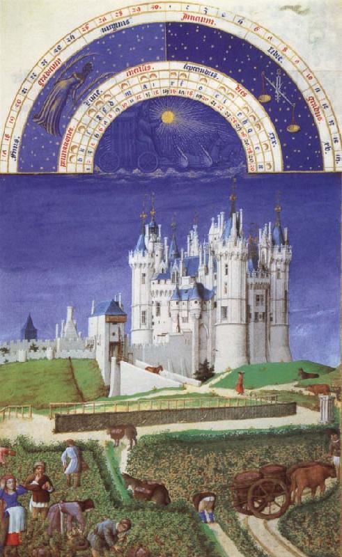 unknow artist Brothers Van Limburg September, page from the Tres riched heures du duc the Berry Spain oil painting art